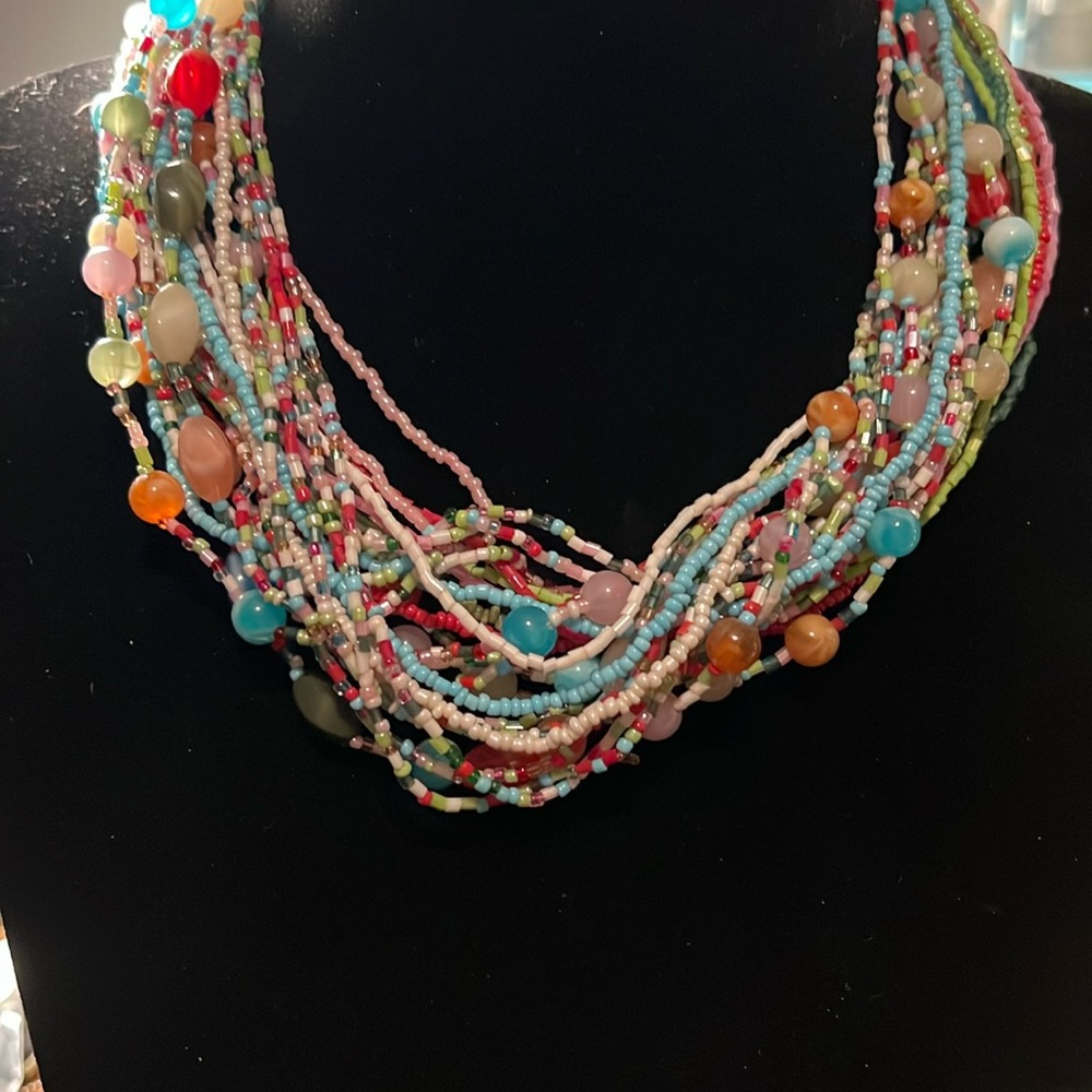 Multi color beaded Boho necklace